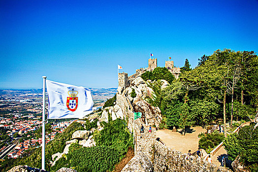 风景,局部,墙壁,摩尔风格,城堡,辛特拉,里斯本,区域,葡萄牙