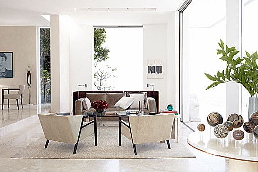座椅,桌子,现代,宽敞,客厅