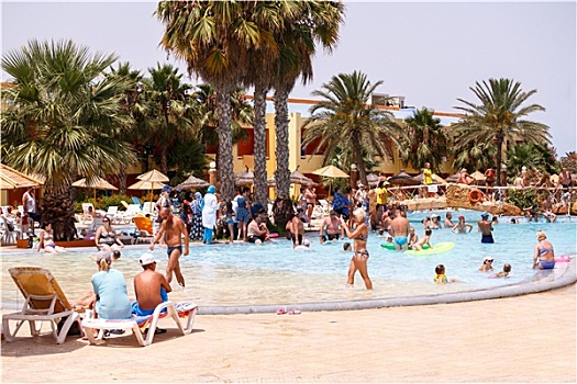 旅游,度假,游泳池,突尼斯