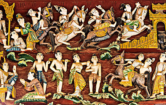 浮雕,壁画,瑞喜宫塔,蒲甘,曼德勒,区域,缅甸,大幅,尺寸