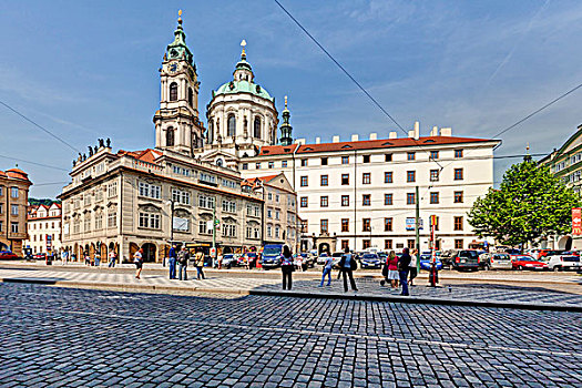 塔,圆顶,巴洛克,教堂,布拉格,捷克共和国,欧洲