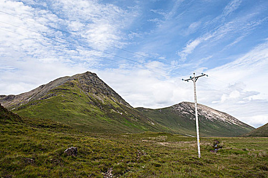 电线杆,线缆,背影,斯凯岛,苏格兰,英国,欧洲