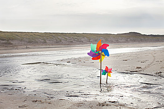 纸风车,海滩,荷兰