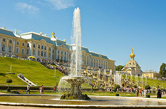 喷泉,大喷泉,彼得夏宫,宫殿,彼得斯堡,俄罗斯,欧洲