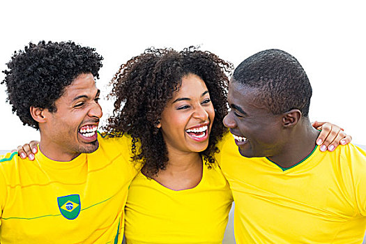 高兴,巴西人,足球,球迷,黄色,微笑