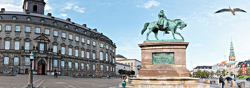 全景,雕塑,国王,丹麦人,议会,哥本哈根,丹麦,大幅,尺寸