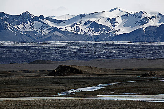 风景,瓦特纳冰川国家公园,火山,沙子,朴素,冰河,灰尘,沉积,山,瓦特纳冰川,南方,区域,冰岛,欧洲