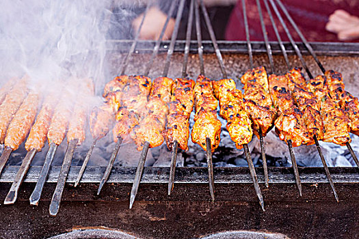 烧烤,扦子,肉,市场,北非