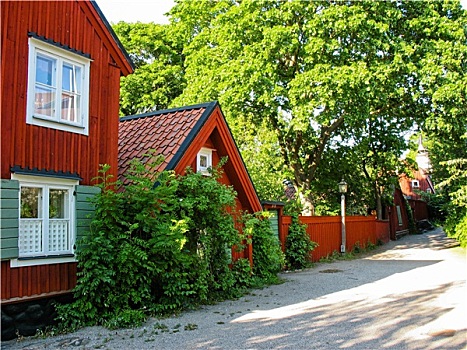 红色,木质,瑞典,房子