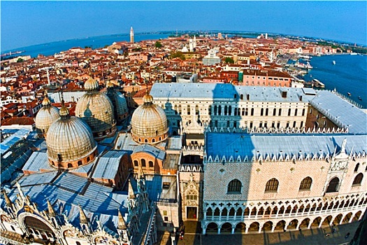 远眺,漂亮,城市,老,宫殿,威尼斯,泻湖