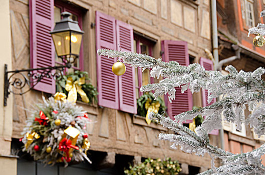 法国,阿尔萨斯,科尔玛,圣诞装饰,特色,历史,半木结构,家