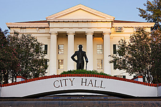 雕塑,正面,市政厅,密西西比,美国