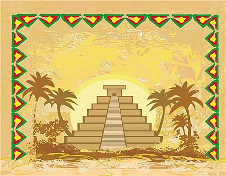 玛雅,金字塔,奇琴伊察,墨西哥,低劣,抽象,背景