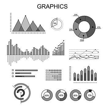 黑白,电脑制图,海报,图表,圆,长方形,形状,上升,落下,柱子,旗帜,商务,展示,进展