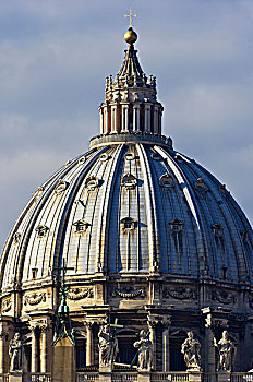 大教堂,圆顶,塑像,广场,罗马,梵蒂冈,意大利,欧洲