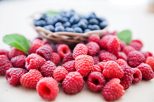 新鲜,树莓,蓝莓,水果,抗氧化,食物