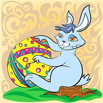 复活节兔子,大,蛋,画刷