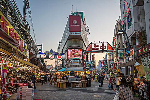 日本,东京,城市,上野,地区,购物街