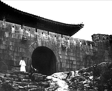 入口,庙宇,韩国,19世纪,艺术家,未知