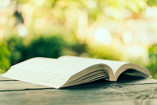 翻开,软,书本,躺着,木桌子