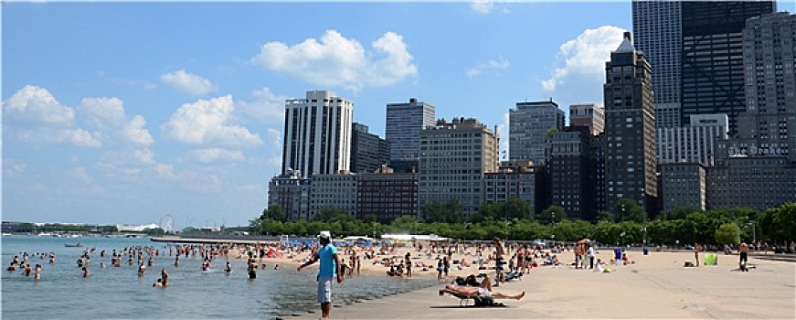 沙滩游客,俄亥俄,海滩,芝加哥