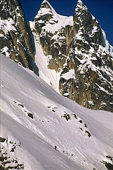 极限滑雪,冰河,阿拉斯加山脉,冬天