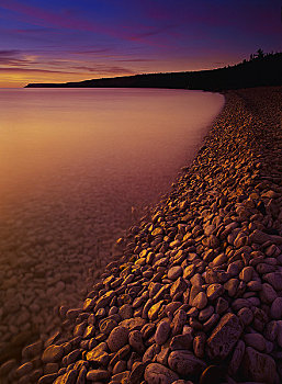 湾,日出,布鲁斯半岛国家公园,安大略省,加拿大