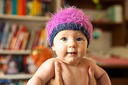 婴儿,4-5个月,老,戴着,帽,德国,欧洲