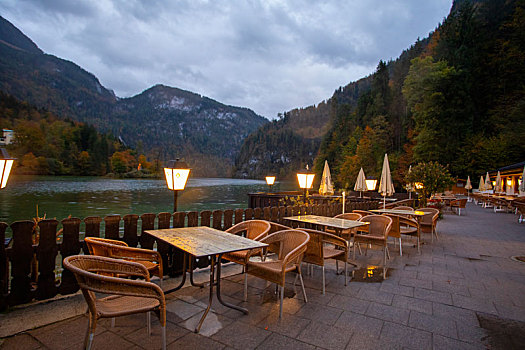 德国美丽的国王湖湖边的餐厅