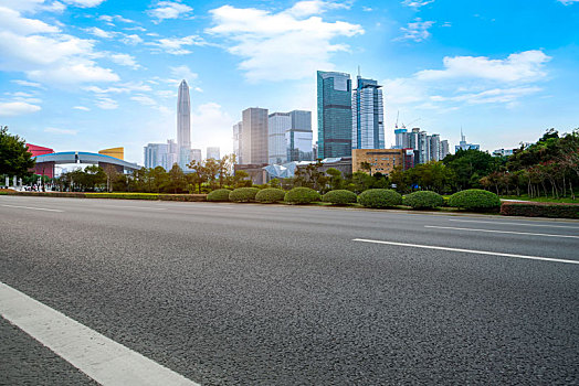 道路地面和城市建筑景观