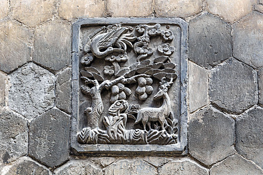 影壁墙砖雕石雕,中国山西省晋城市陈廷敬故居皇城相府古建筑