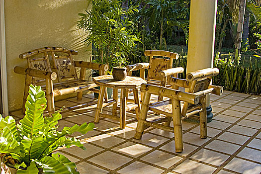 庭院家具,椅子,桌子,竹子,巴拉望岛,菲律宾,东南亚