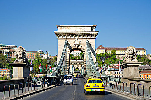 链索桥,汽车,布达佩斯,匈牙利,欧洲