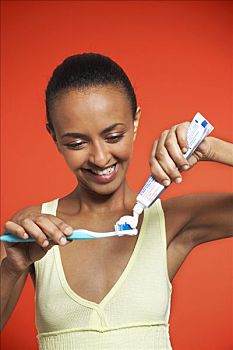 女人,刷牙