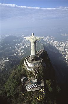 救世主,塔,俯视,英亩,一个,城市,树林,里约热内卢,大西洋,生态系统,巴西