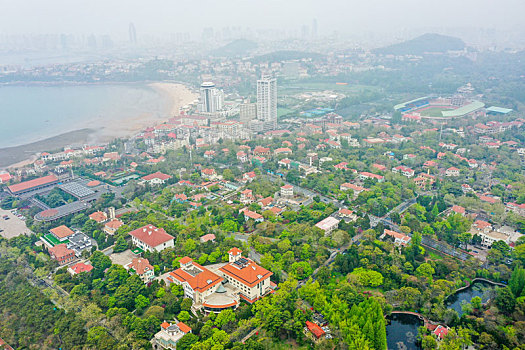 航拍山东青岛八大关景区