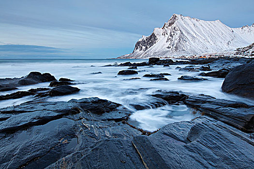 冬天,背影,罗弗敦群岛,挪威,欧洲