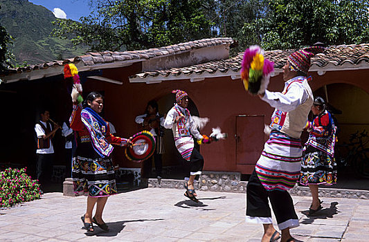 秘鲁,靠近,库斯科市,圣谷,印加,酒店,民族舞
