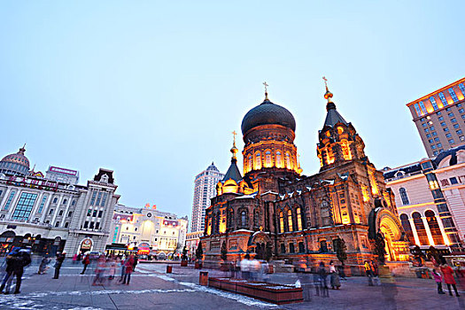 哈尔滨圣索菲亚教堂夜景
