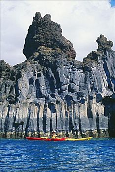 夏威夷,毛伊岛,女人,漂流,过去,生动,悬崖,岩石构造