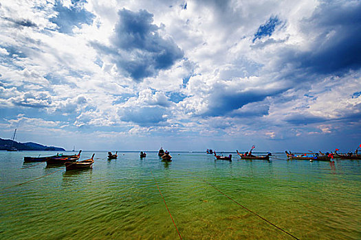 泰国,传统,木质,船,泻湖