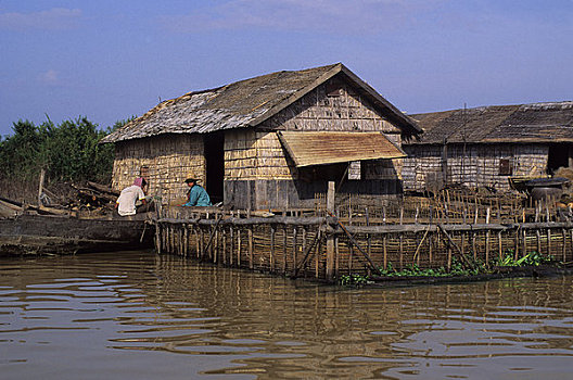 柬埔寨,靠近,收获,竹子,鱼,笼子