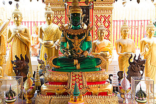 泰国,清迈省,寺院,素贴,绿色,佛像
