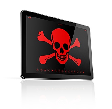 平板电脑,海盗,象征,显示屏,黑客攻击,概念