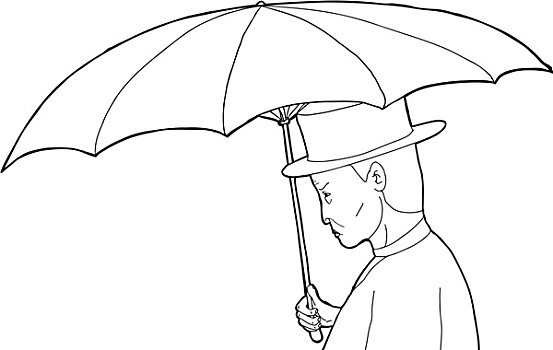 轮廓,男人,伞