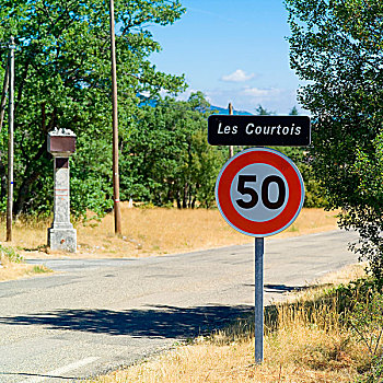 乡村,名字,汽车,限速,标识,普罗旺斯,法国