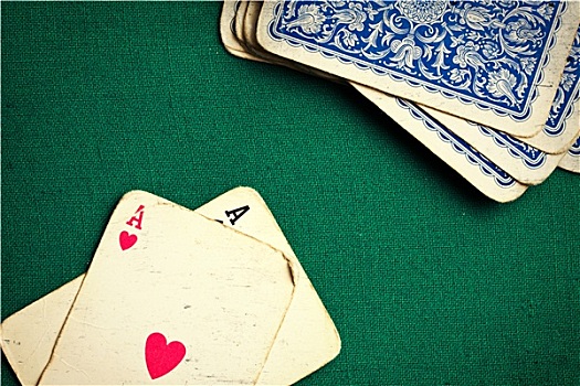 老式,纸牌,绿色,赌场,桌子