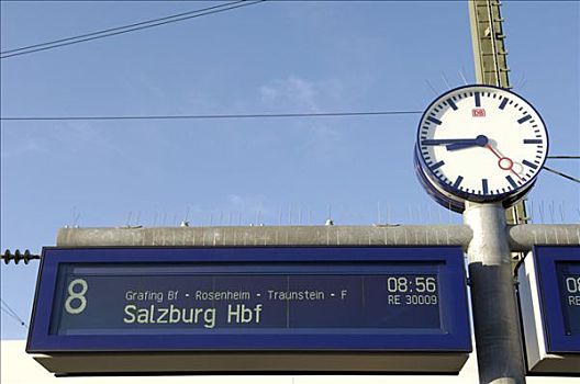 展示,钟表,火车站,巴伐利亚,德国