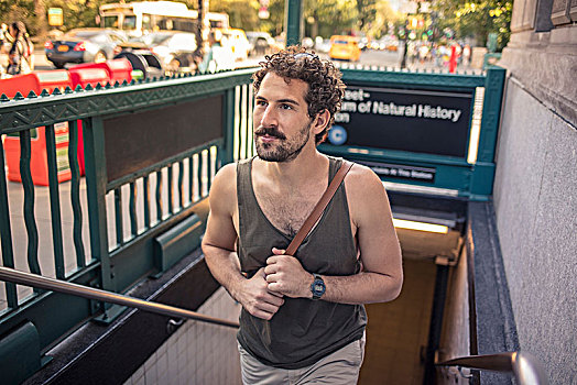 男人,室外,地铁,曼哈顿,纽约,美国