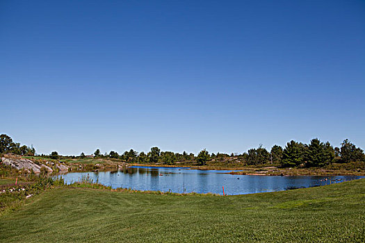 湖,高尔夫球场,安大略省,加拿大